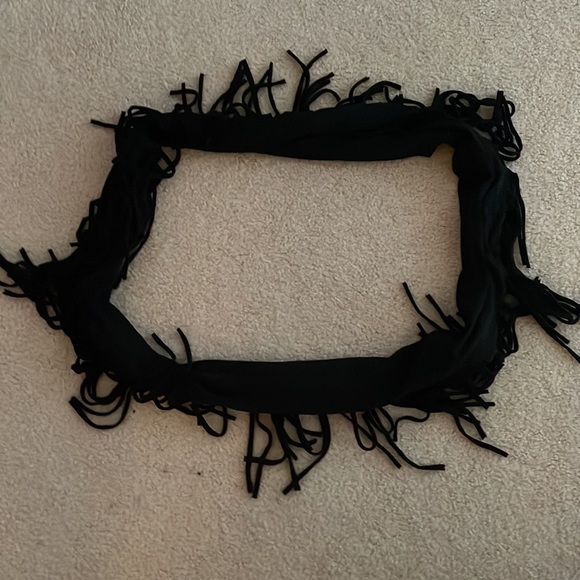 Black Fringe Infinity Scarf - Soft T-Shirt Material - Picture 2 of 6